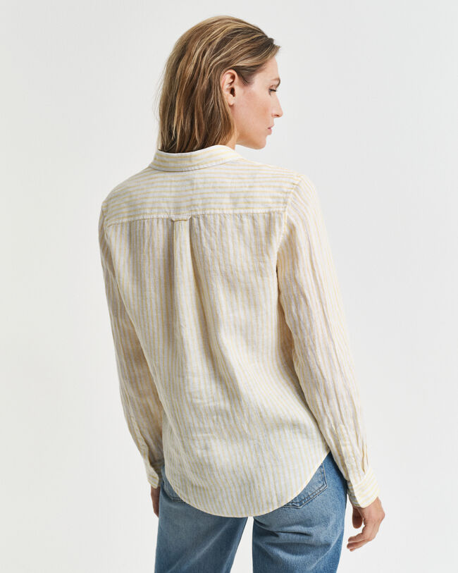 Regular Fit gestreept linnen overhemd