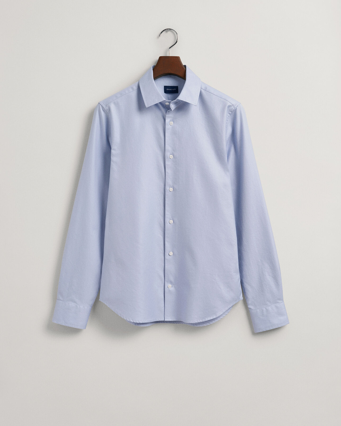 Slim Fit effen overhemd van keperstof