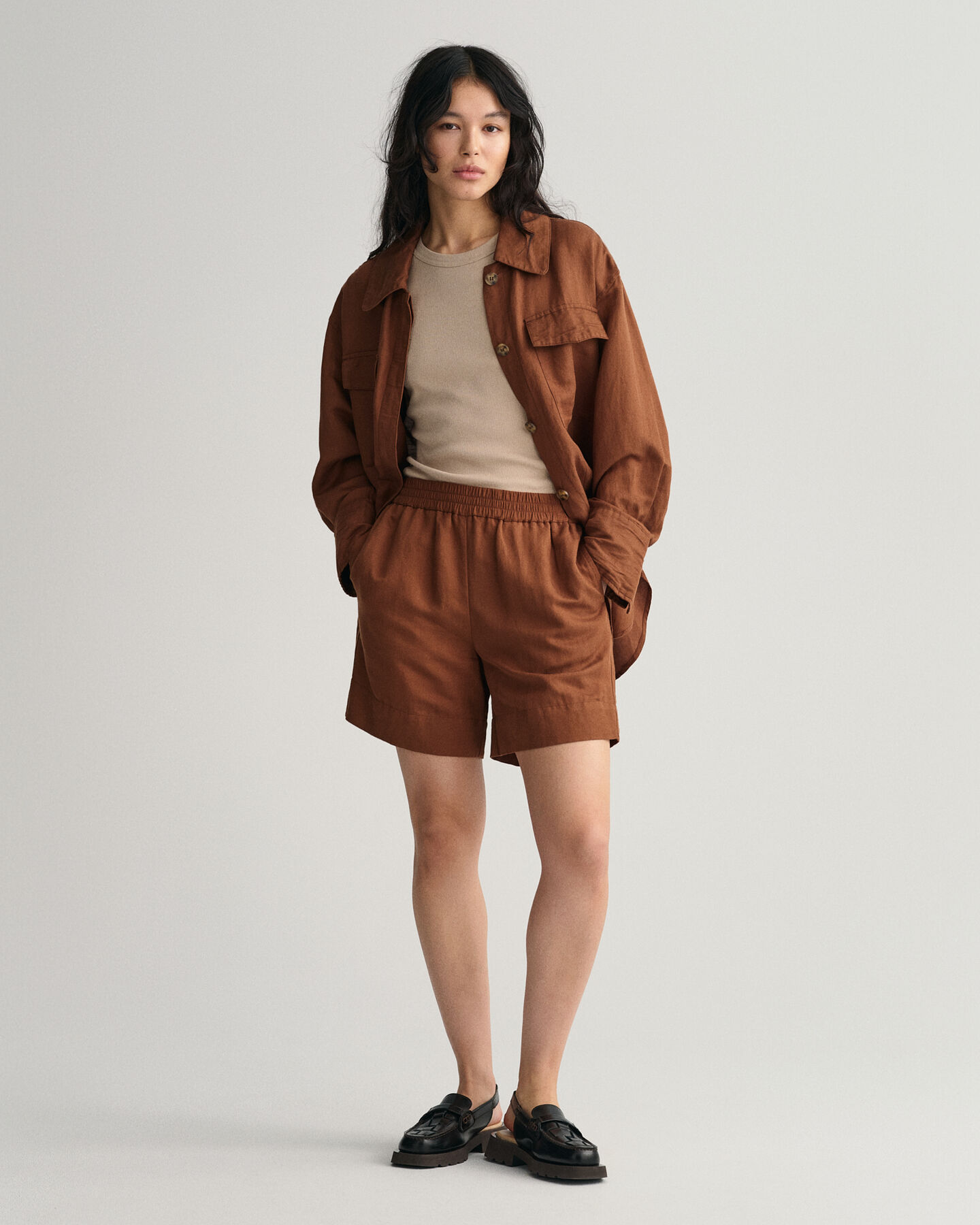 Pull-On short van linnen en viscose