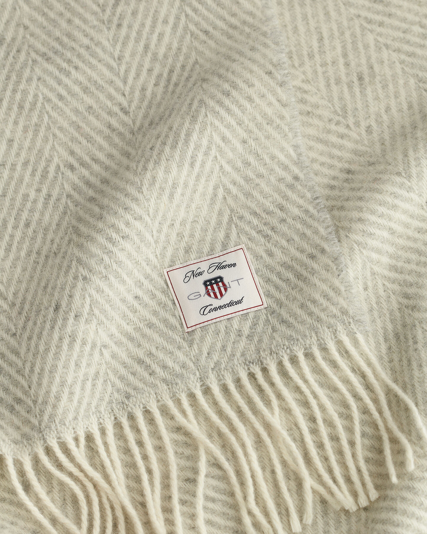 Wollen sprei met visgraatmotief