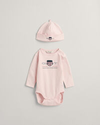 Baby Archive Shield romper & beanie