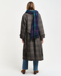 Geruite wollen trenchcoat