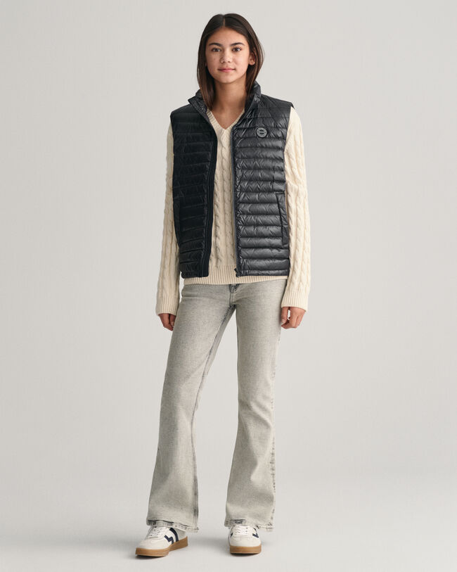 Teens glanzende lichtgewicht bodywarmer met wattering