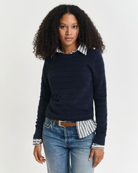 Katoenen Textured sweater met ronde hals