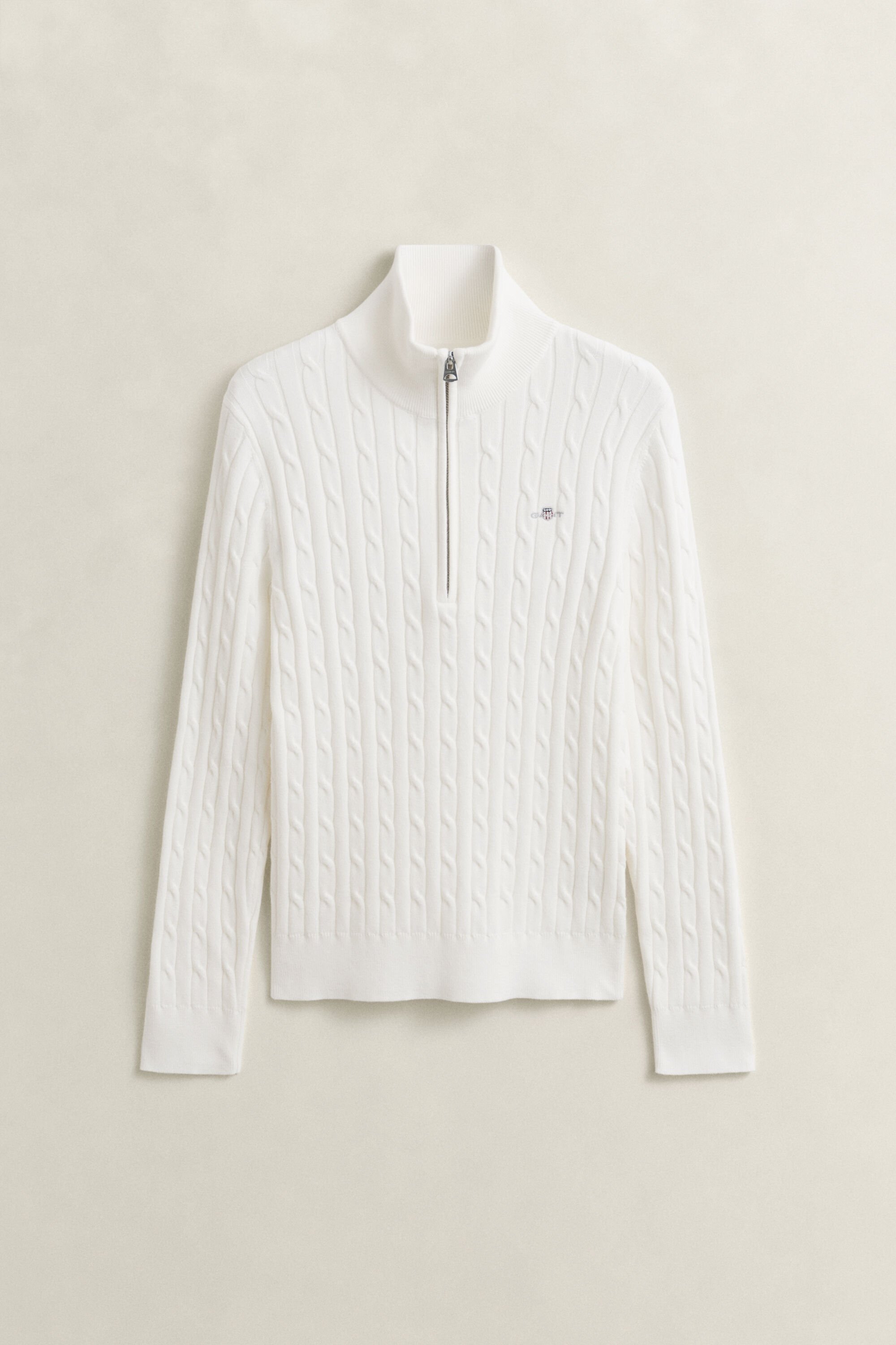 Gebreide kabeltrui met korte rits