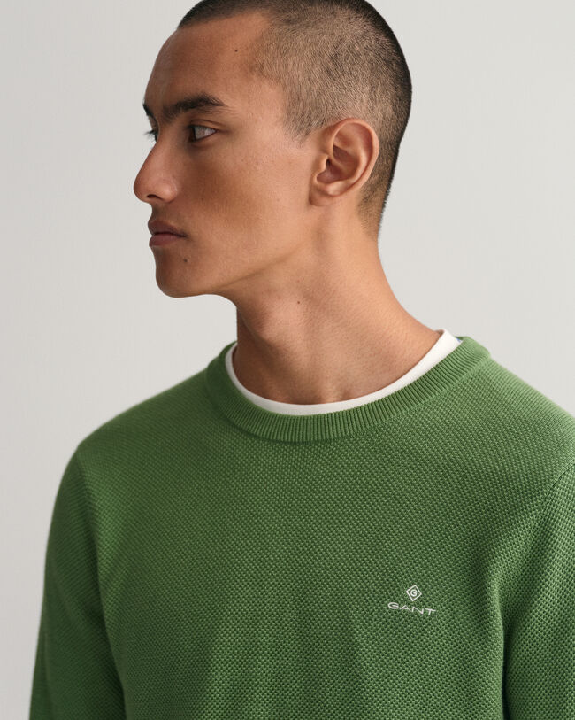 Sweater met ronde hals van piqu&eacute;katoen