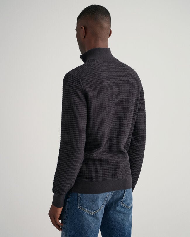 Texture Sweater van katoen met korte rits