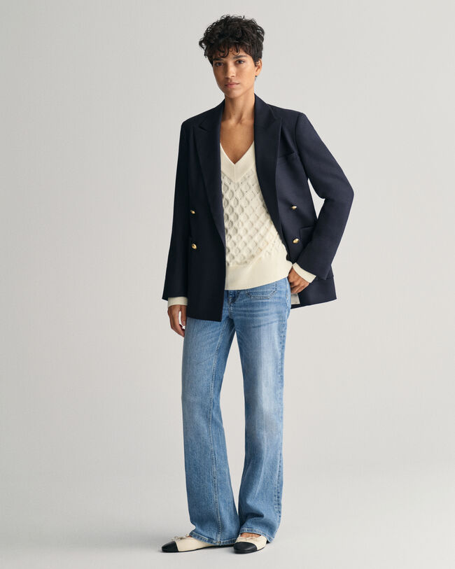 Gebreide trui met textuur en V-hals