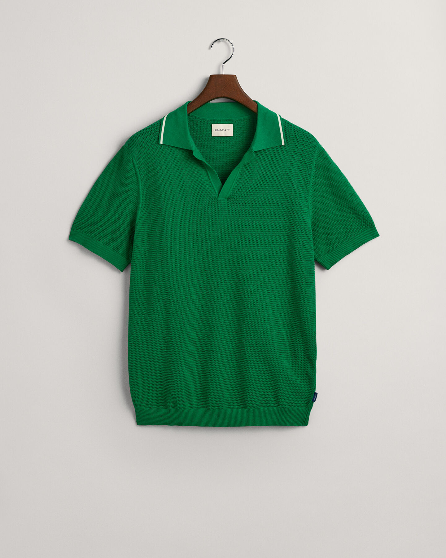 Katoenen polosweater met open kraag en textuur