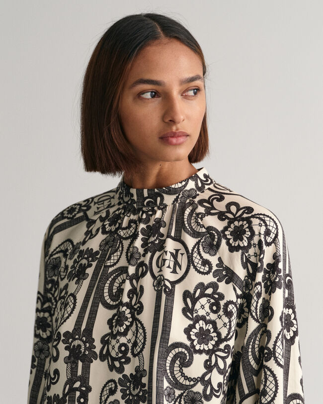 Lace Print blouse met col