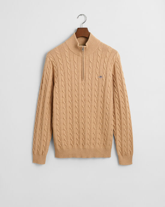 Cotton Cable Knit Half-Zip Sweater