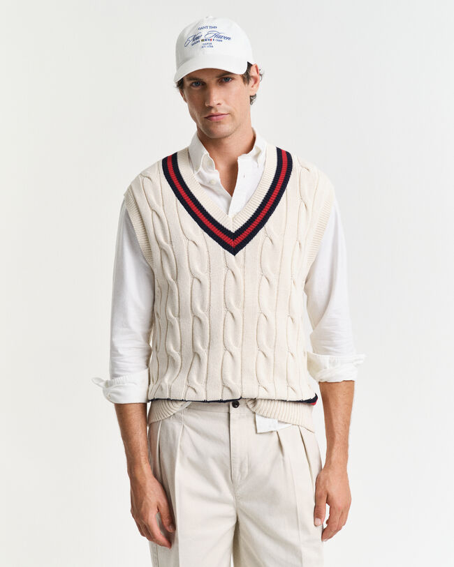 Gebreide bodywarmer met kabels