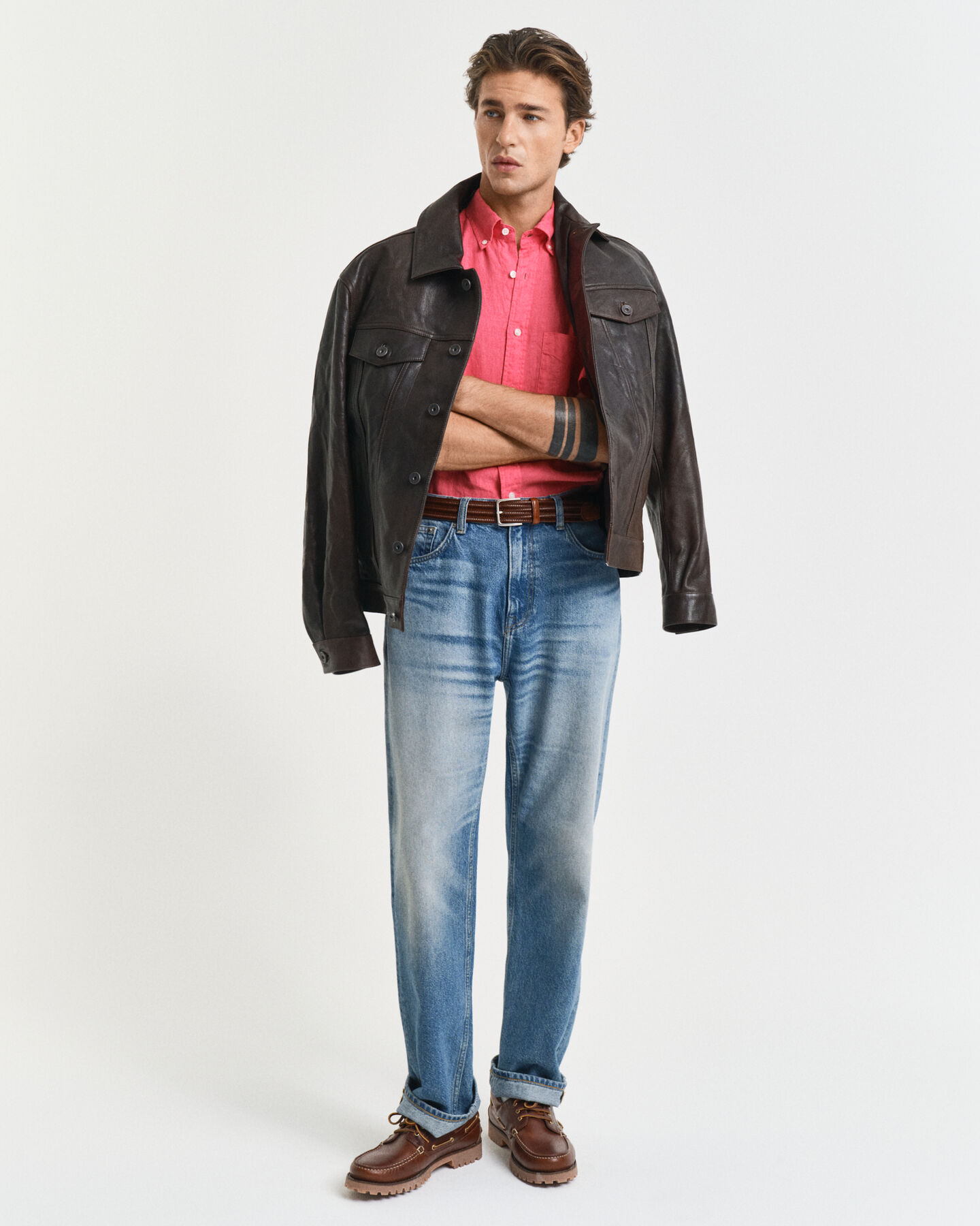 Regular Fit speciaal geverfd linnen overhemd met korte mouwen