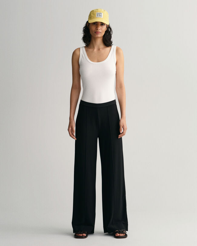 Jersey broek met wijde pijp