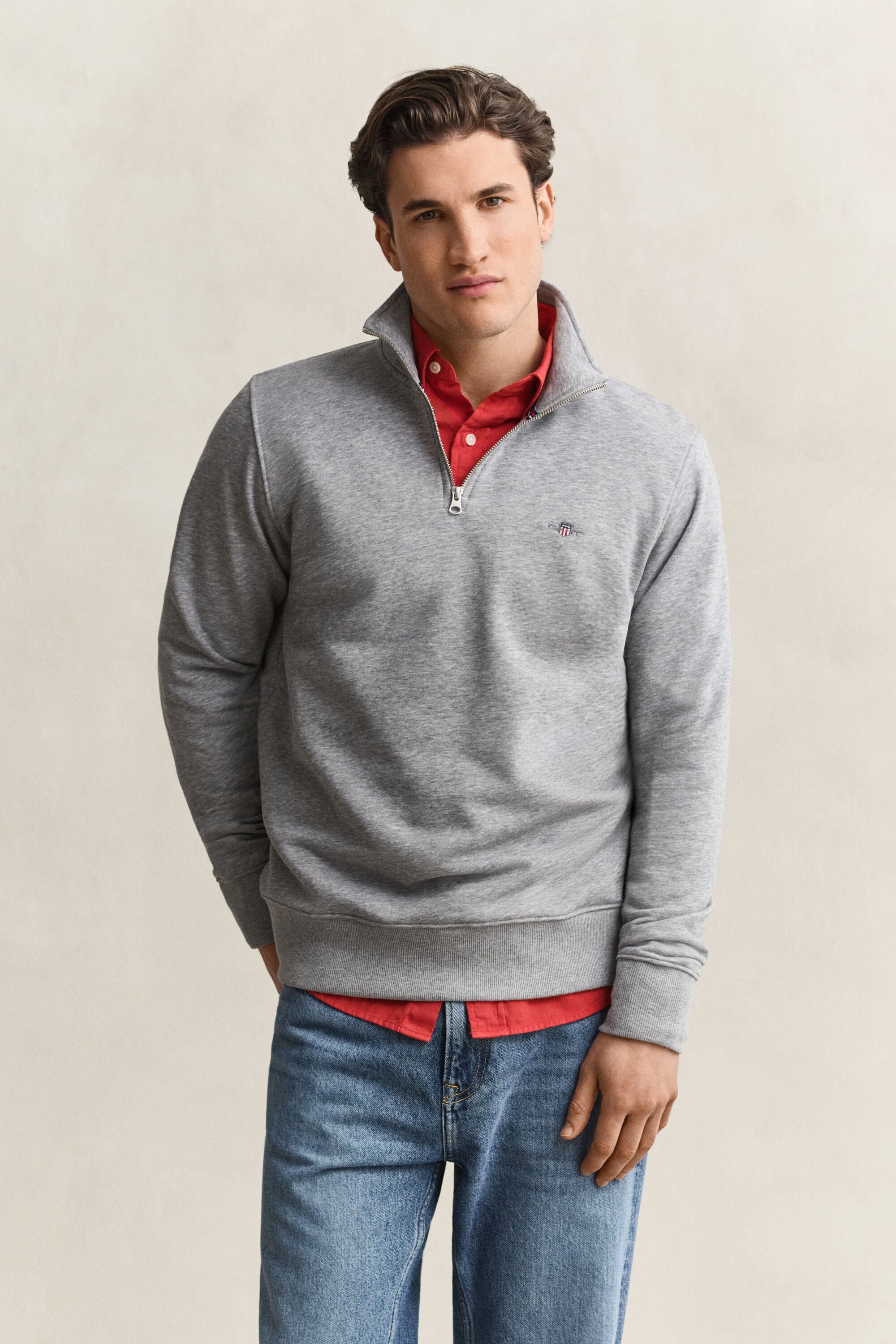 Shield sweatshirt met korte rits