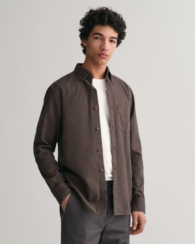 Regular Fit flanellen overhemd met visgraatmotief