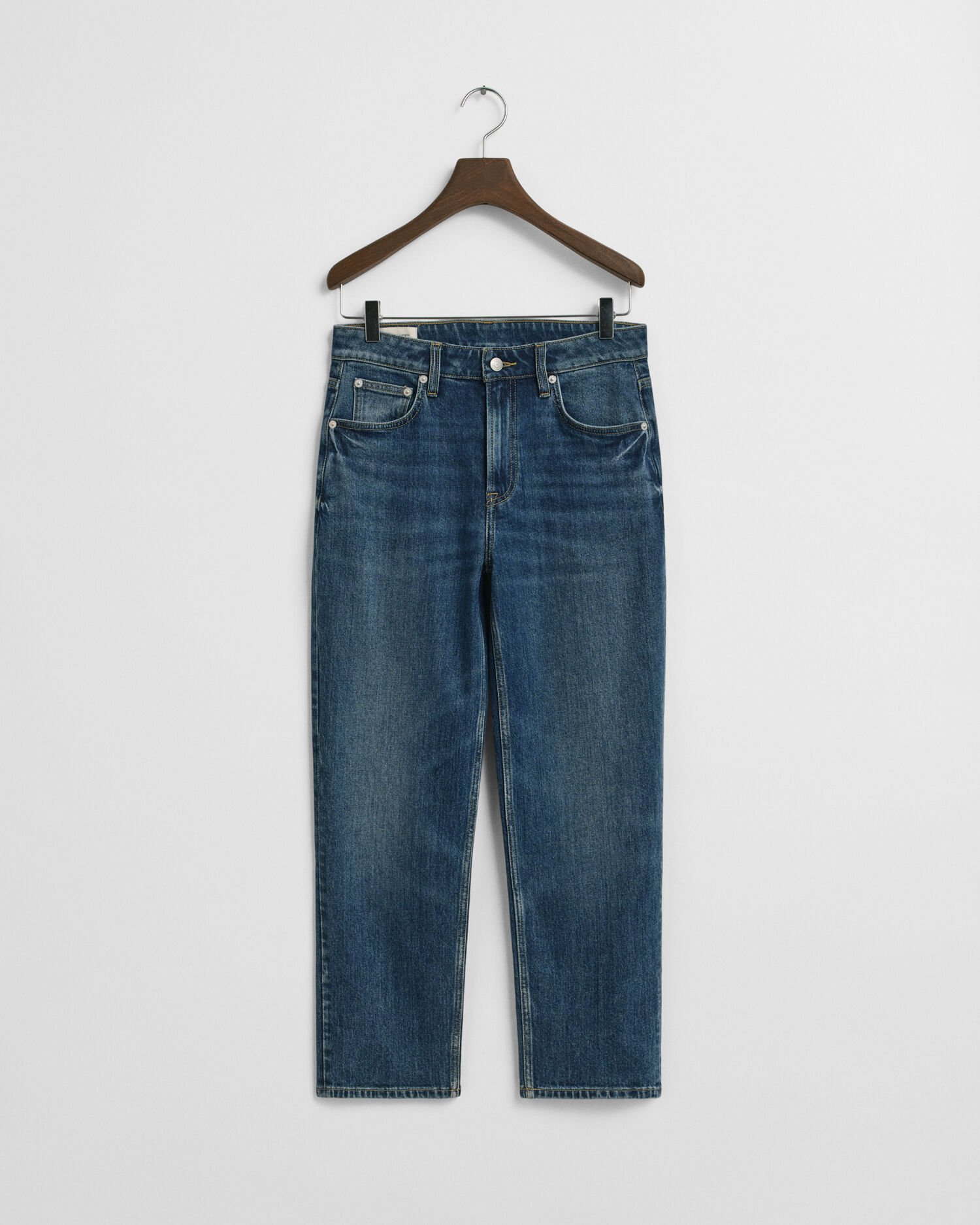Cropped stretchjeans met rechte pijpen