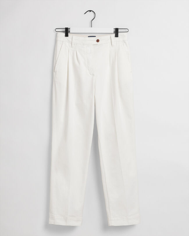 Chino met plooien en hoge taille