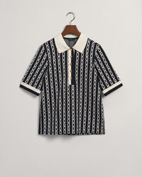 Chain jacquard poloshirt met halflange mouwen