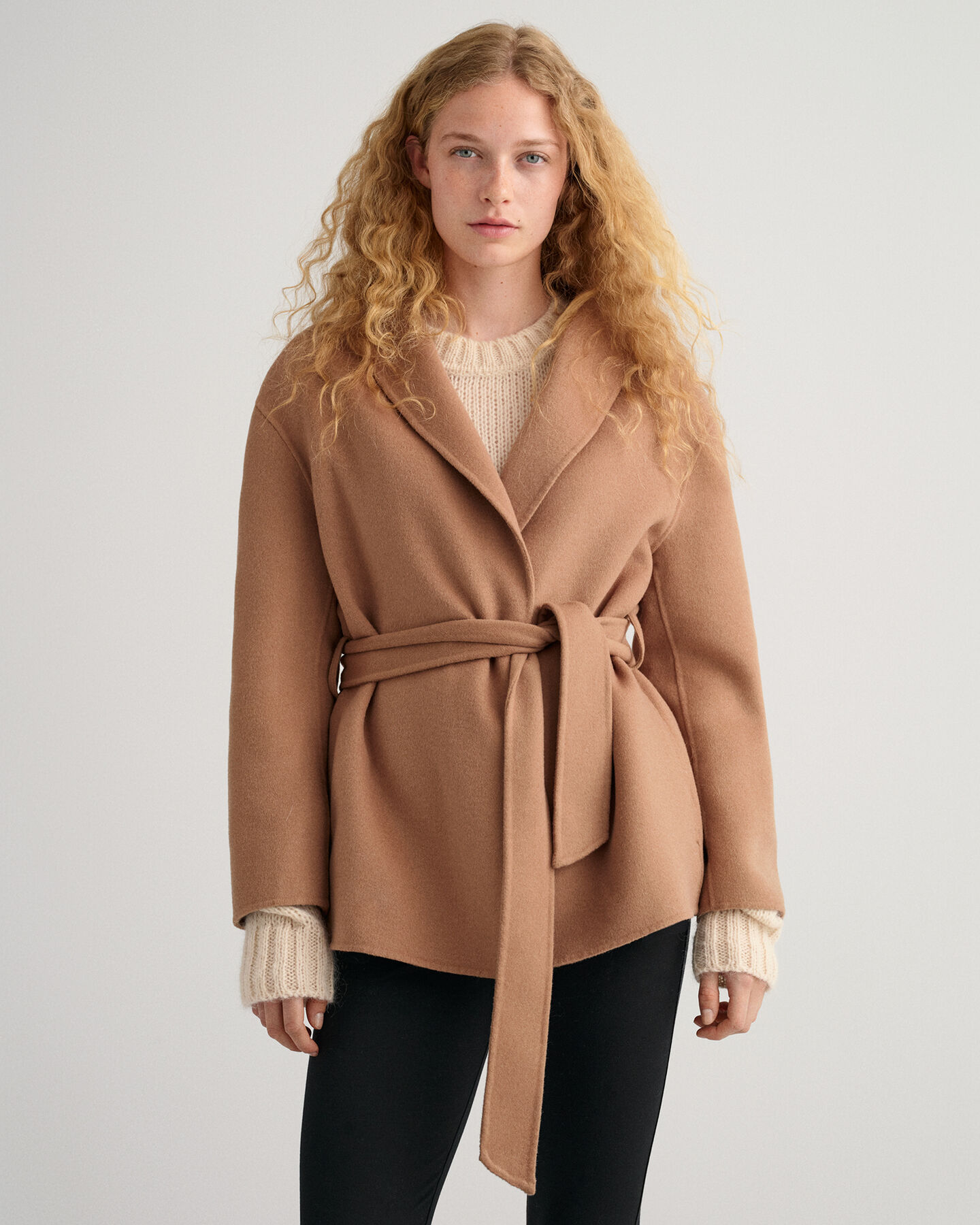 Met de hand gestikte blazer met ceintuur