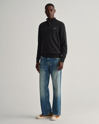 Classic sweater van katoen met korte rits