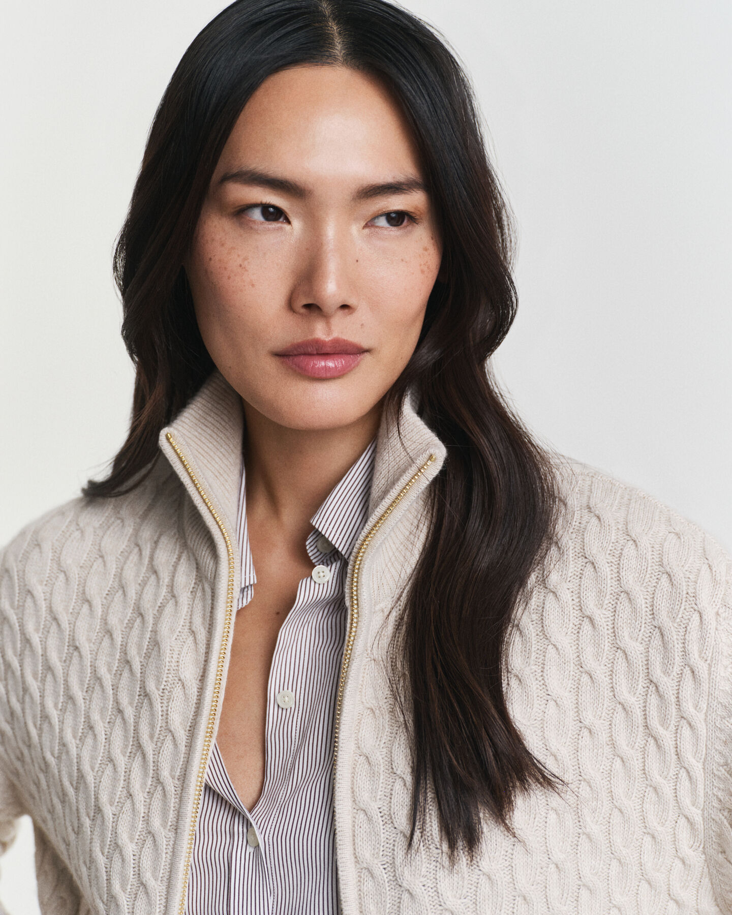 Kabelgebreid vest met rits