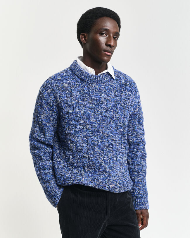 Trui met ronde hals van getextureerde wolmix