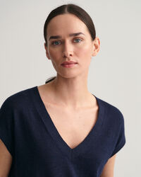 Spencer met V-hals van linnenmix