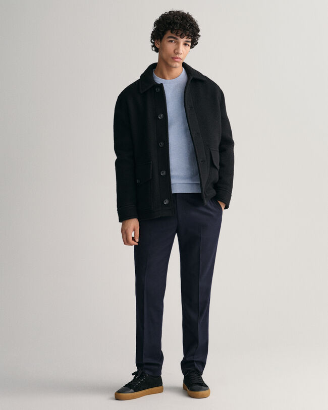 Sweater met ronde hals van micro-katoen en textuur