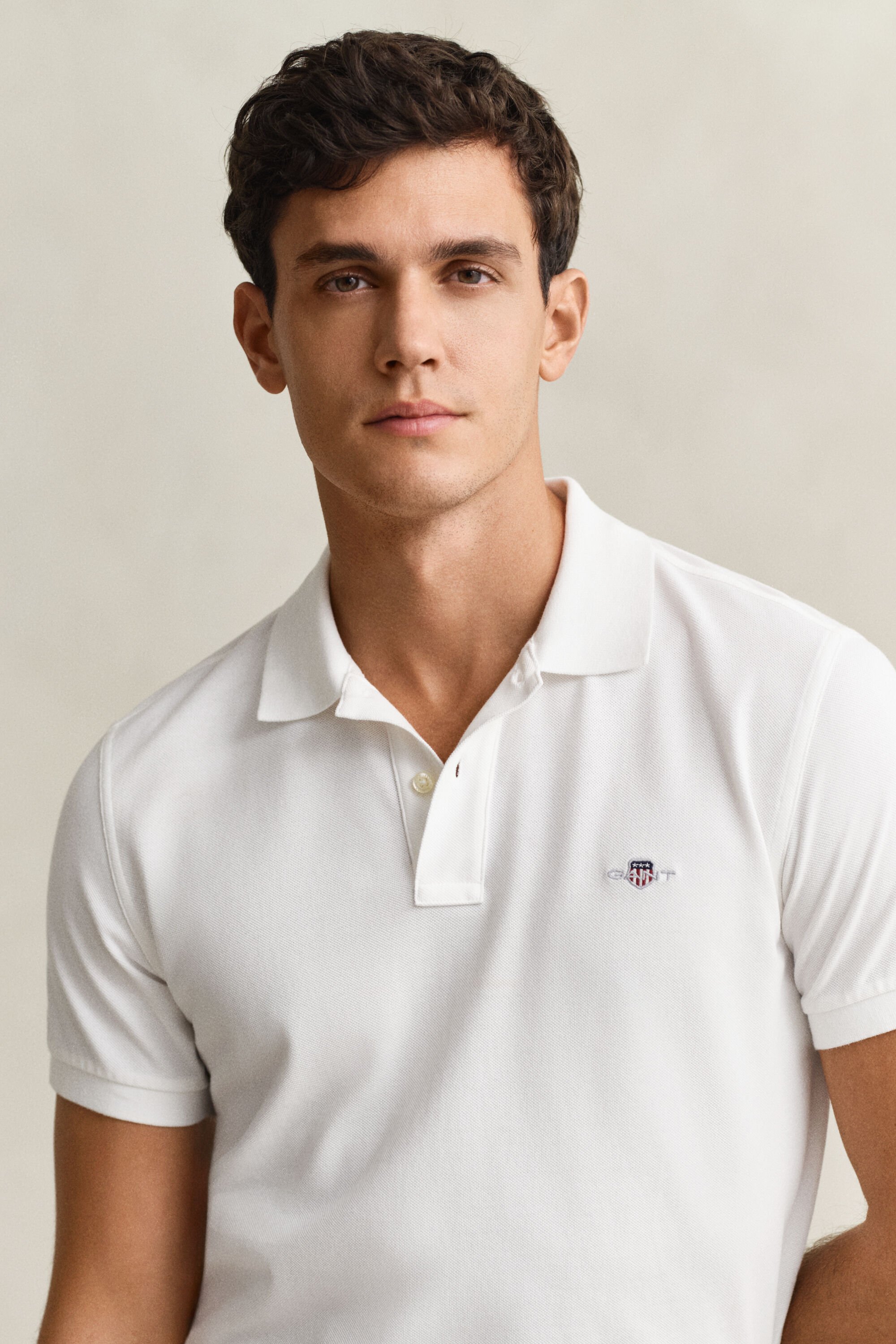 Slim Fit Shield piqué poloshirt