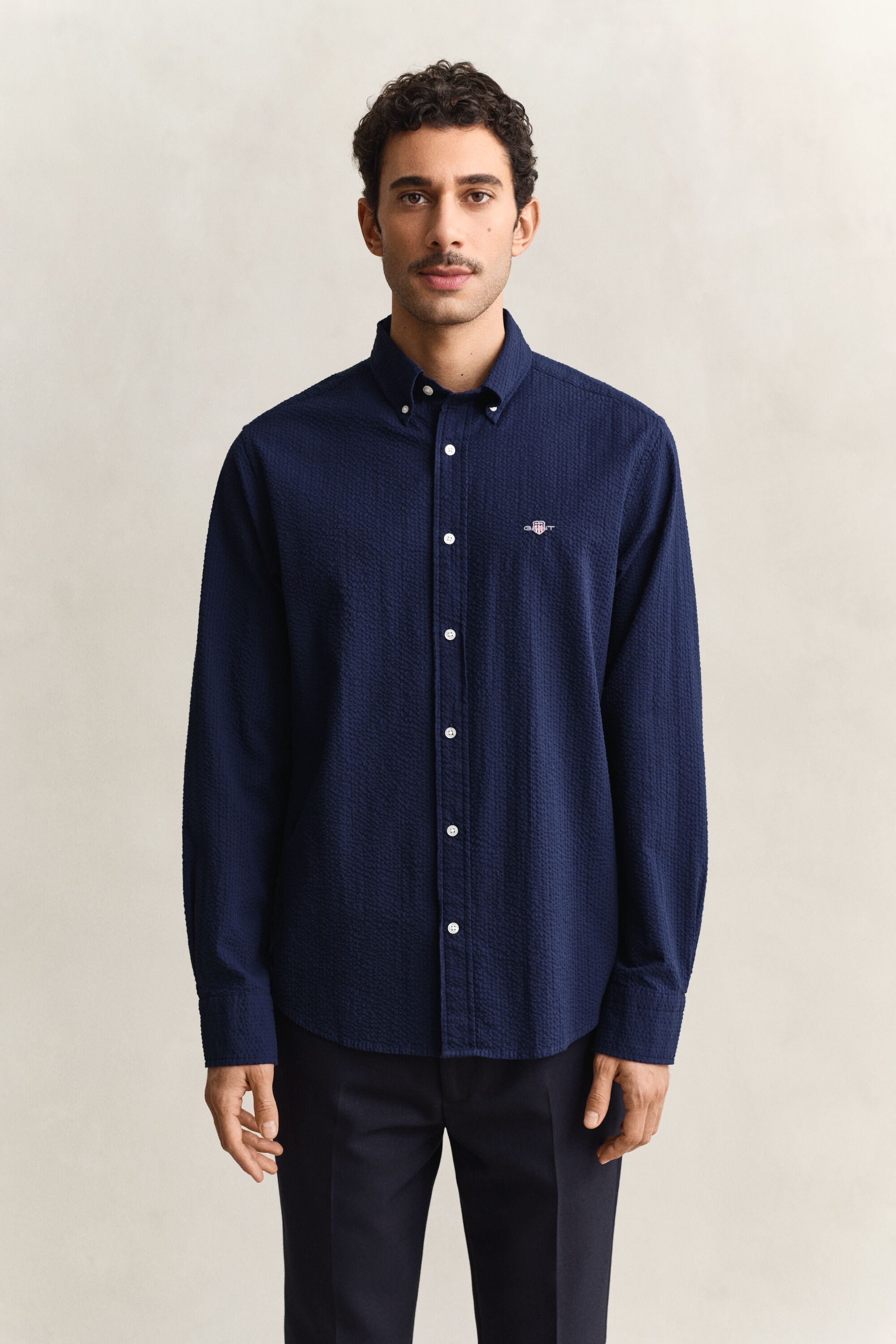 Regular Fit Seersucker overoverhemd
