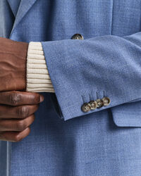 Regular Fit kostuumjasje van moulinéwol