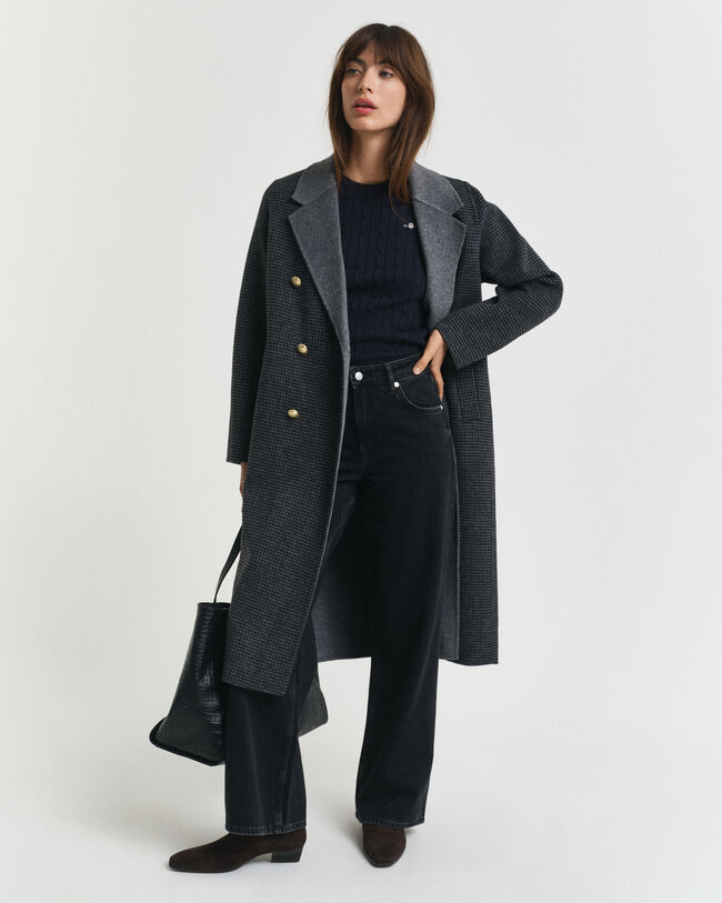 Gebreide kabeltrui van stretchkatoen