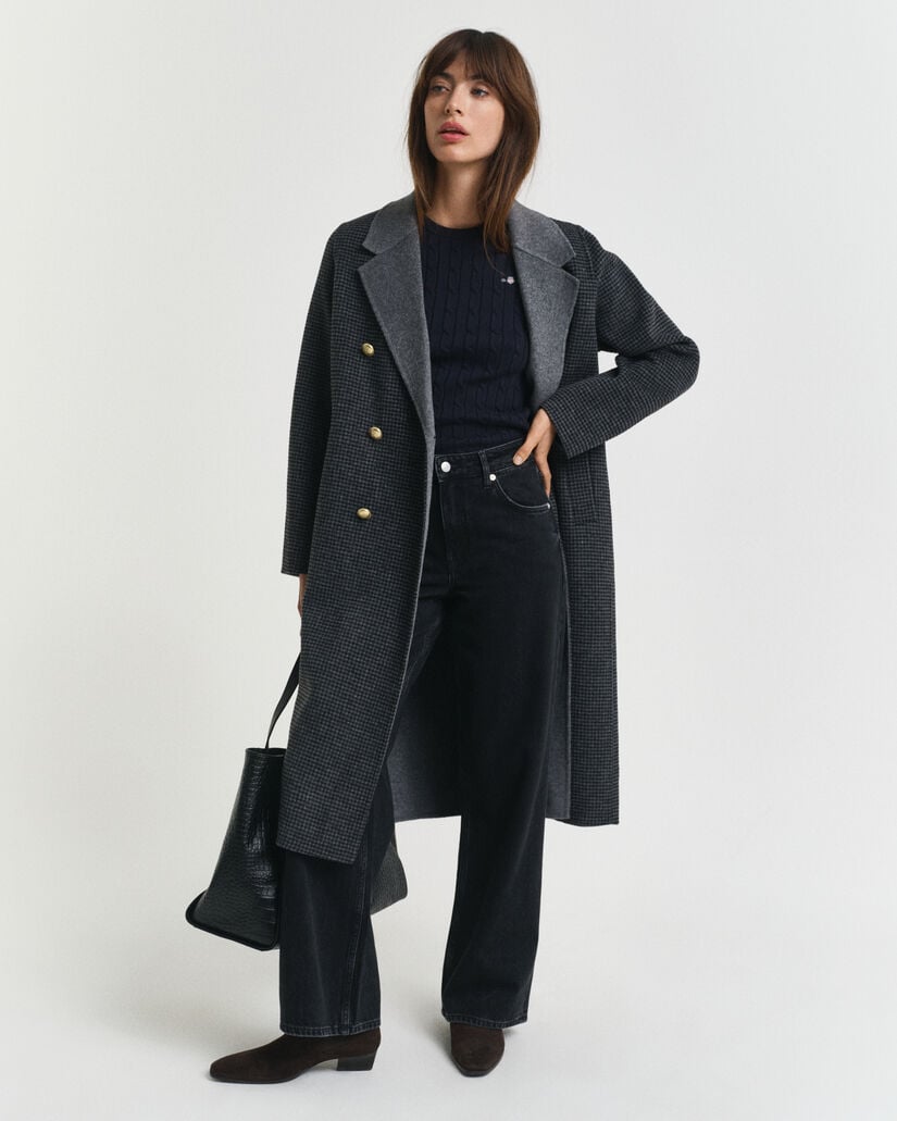 Gebreide kabeltrui van stretchkatoen