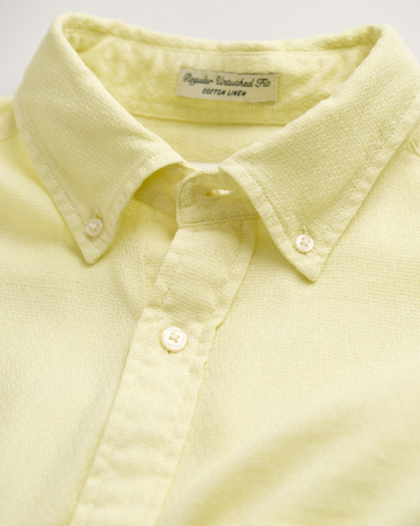 Regular Fit Textured overhemd van katoen en linnen