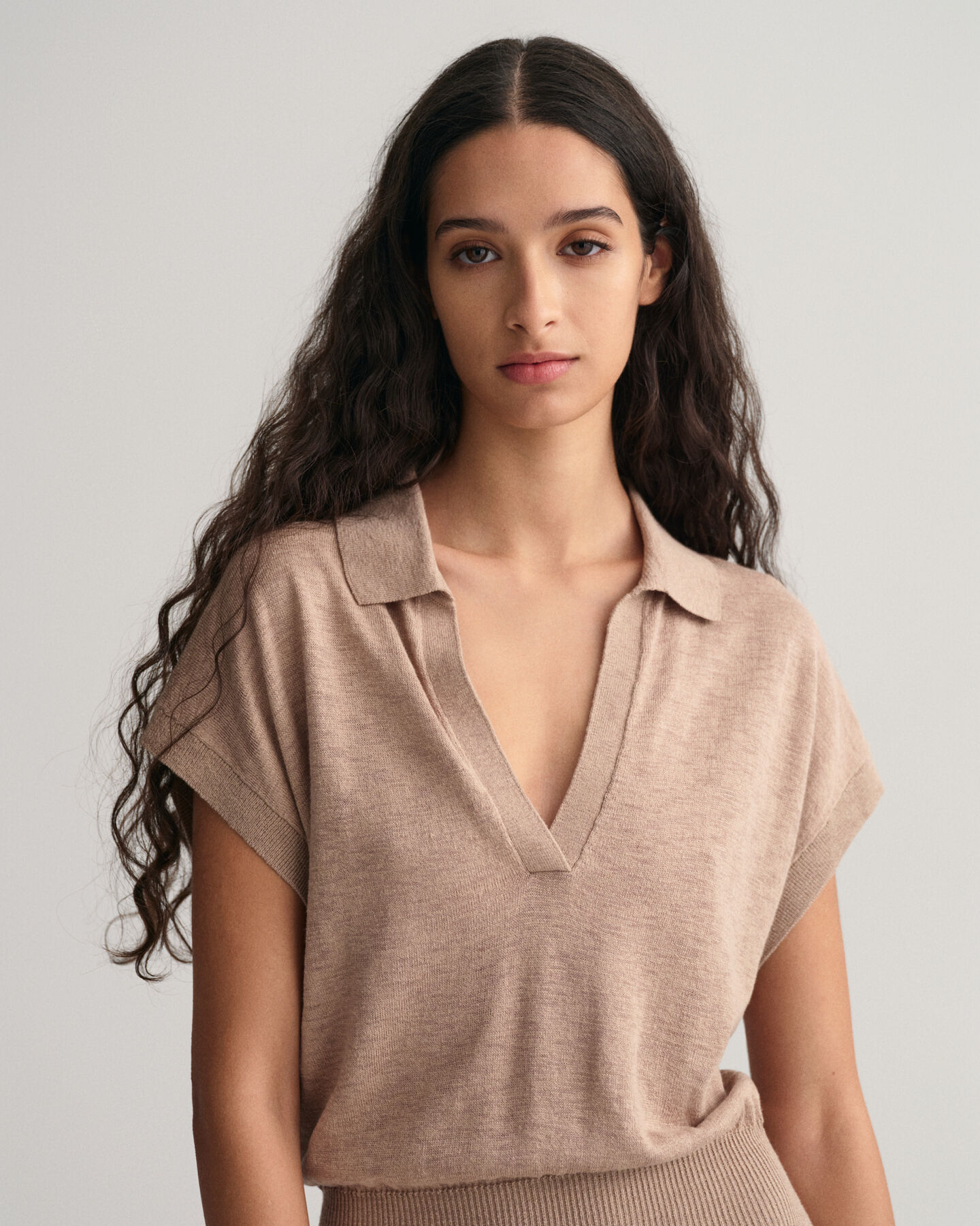 Jurk met kraag van linnenmix