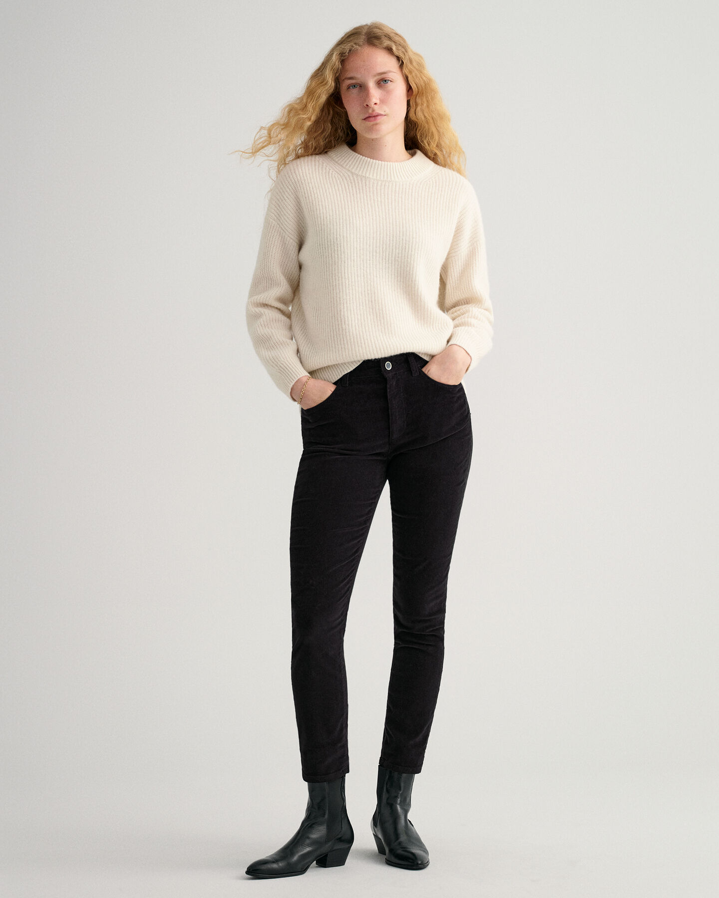 Farla Slim Fit cropped jeans van corduroy