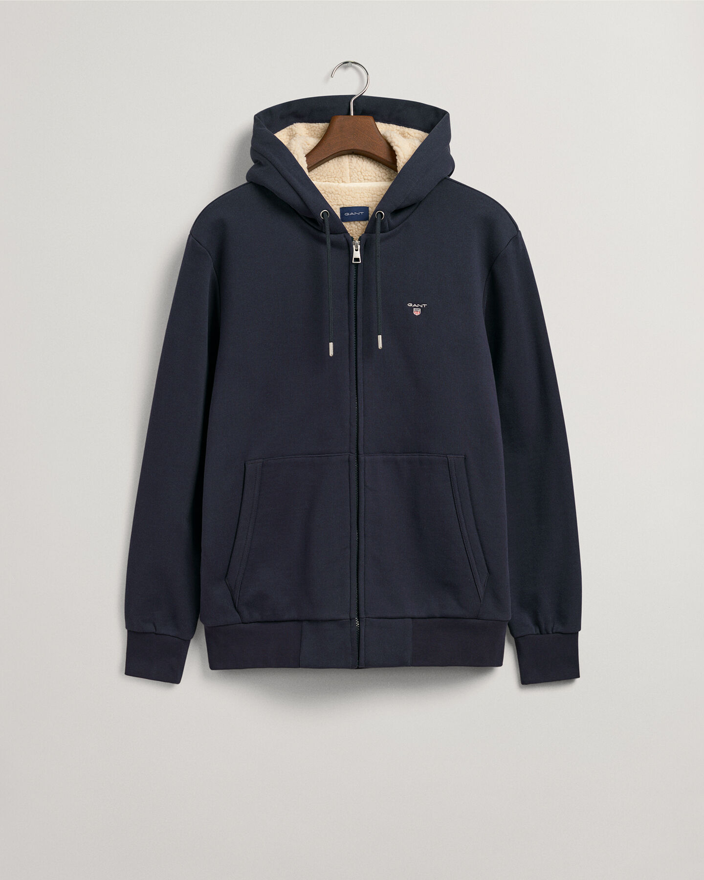 Sherpa fleece hoodie van sweatstof met ritssluiting