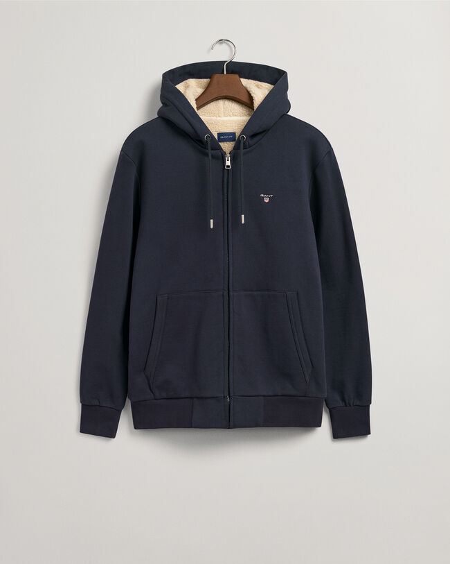 Sherpa fleece hoodie van sweatstof met ritssluiting