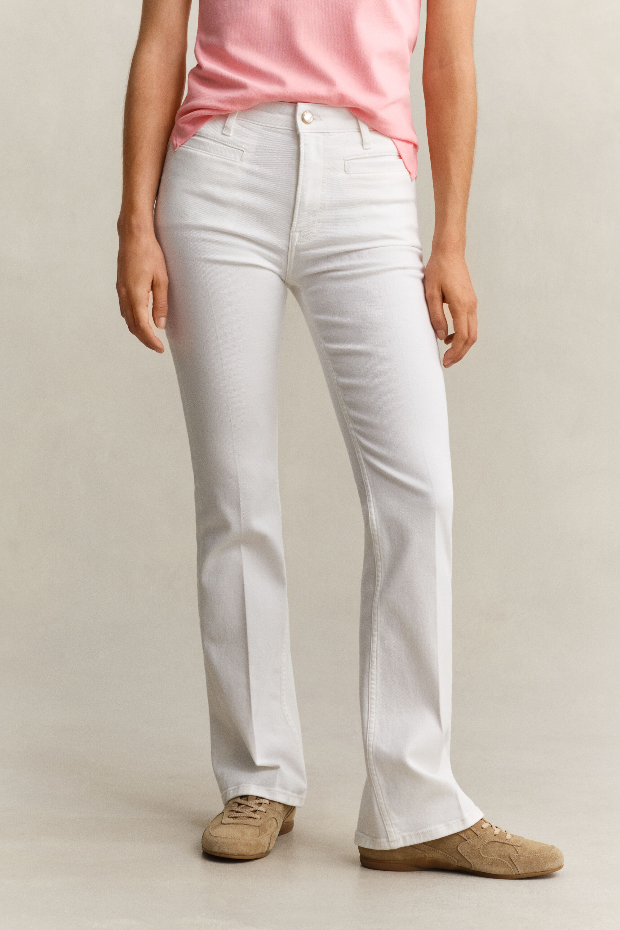 Monogram jeans met wijduitlopende pijpen