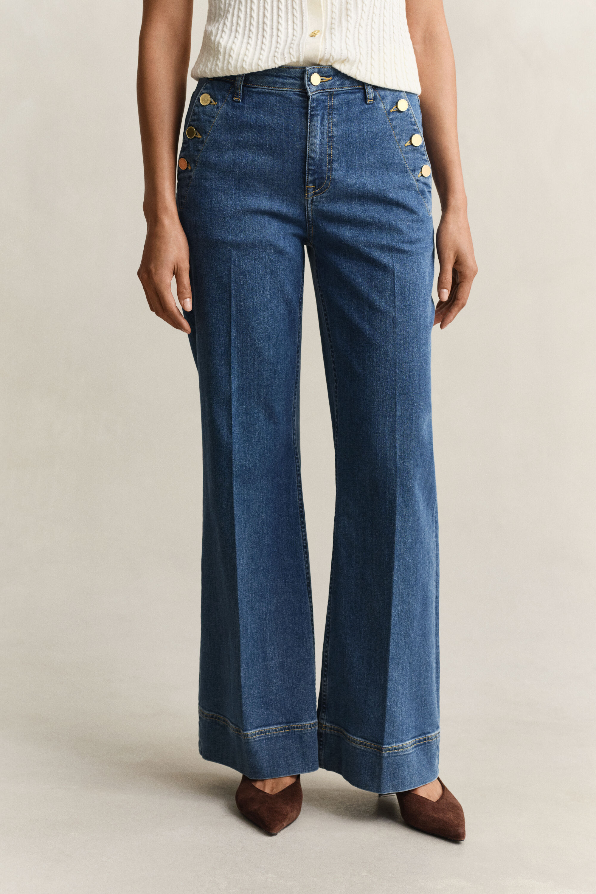 Nautische flared jeans