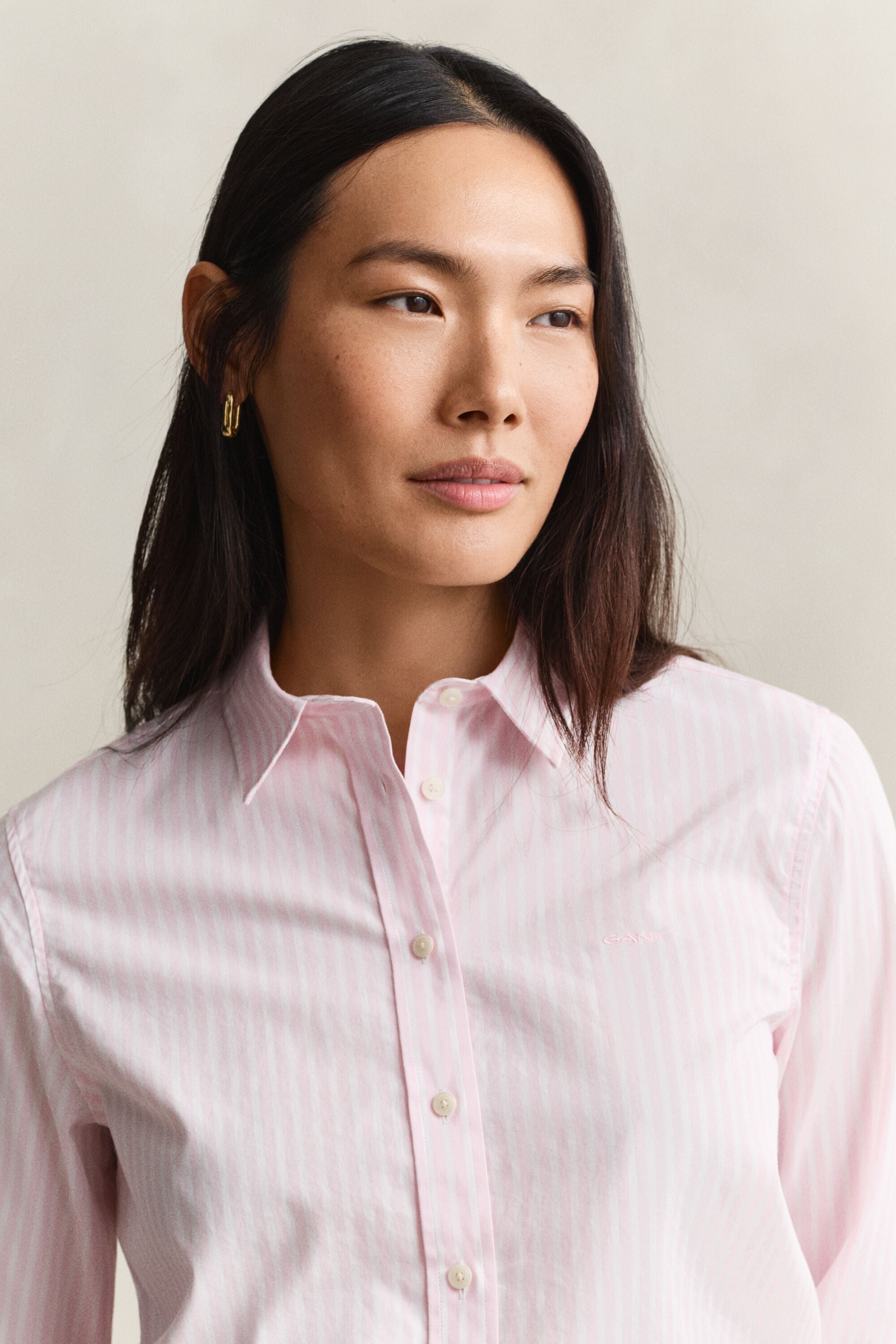 Classic Regular gestreept poplin overhemd