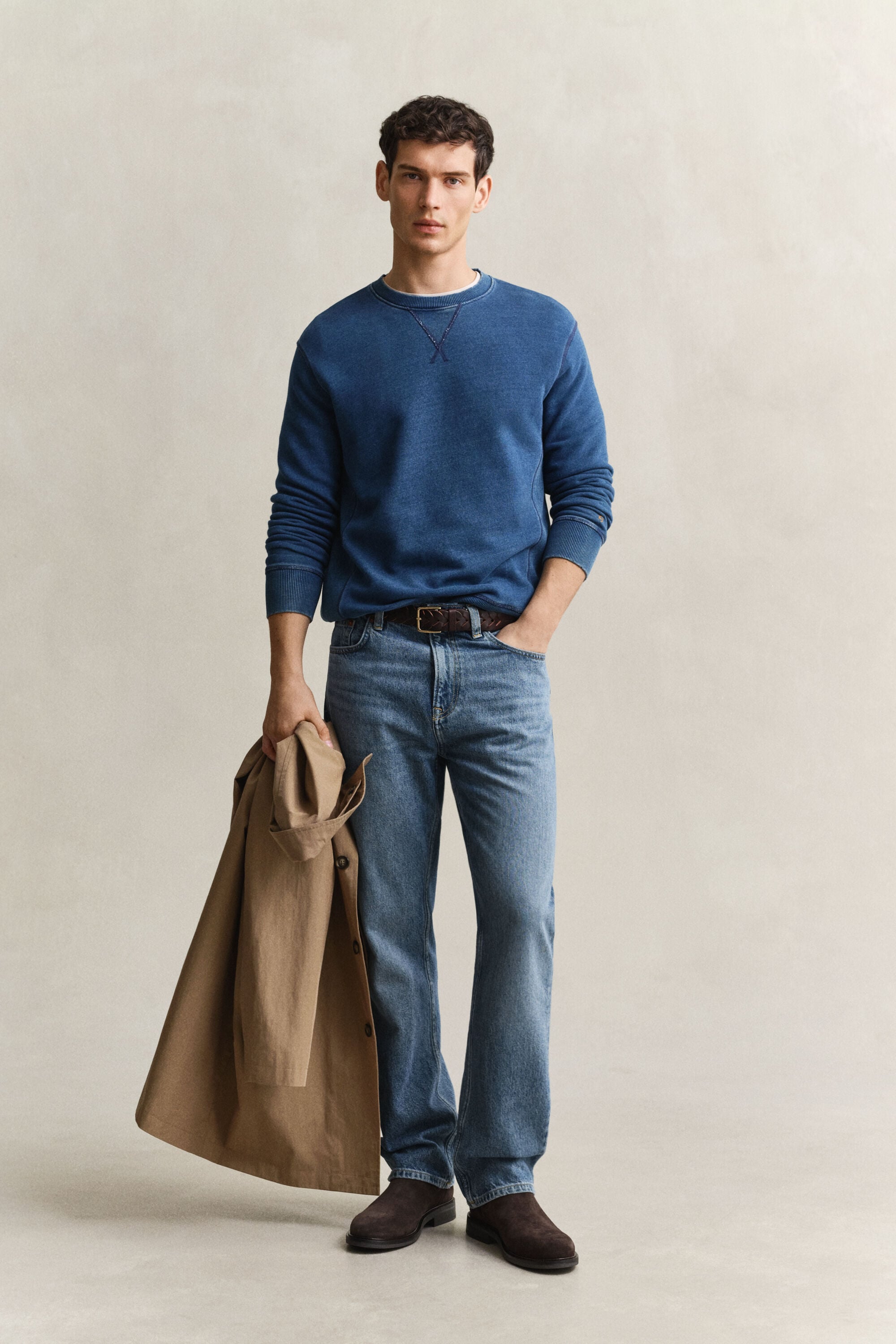 Indigo sweatshirt met ronde hals