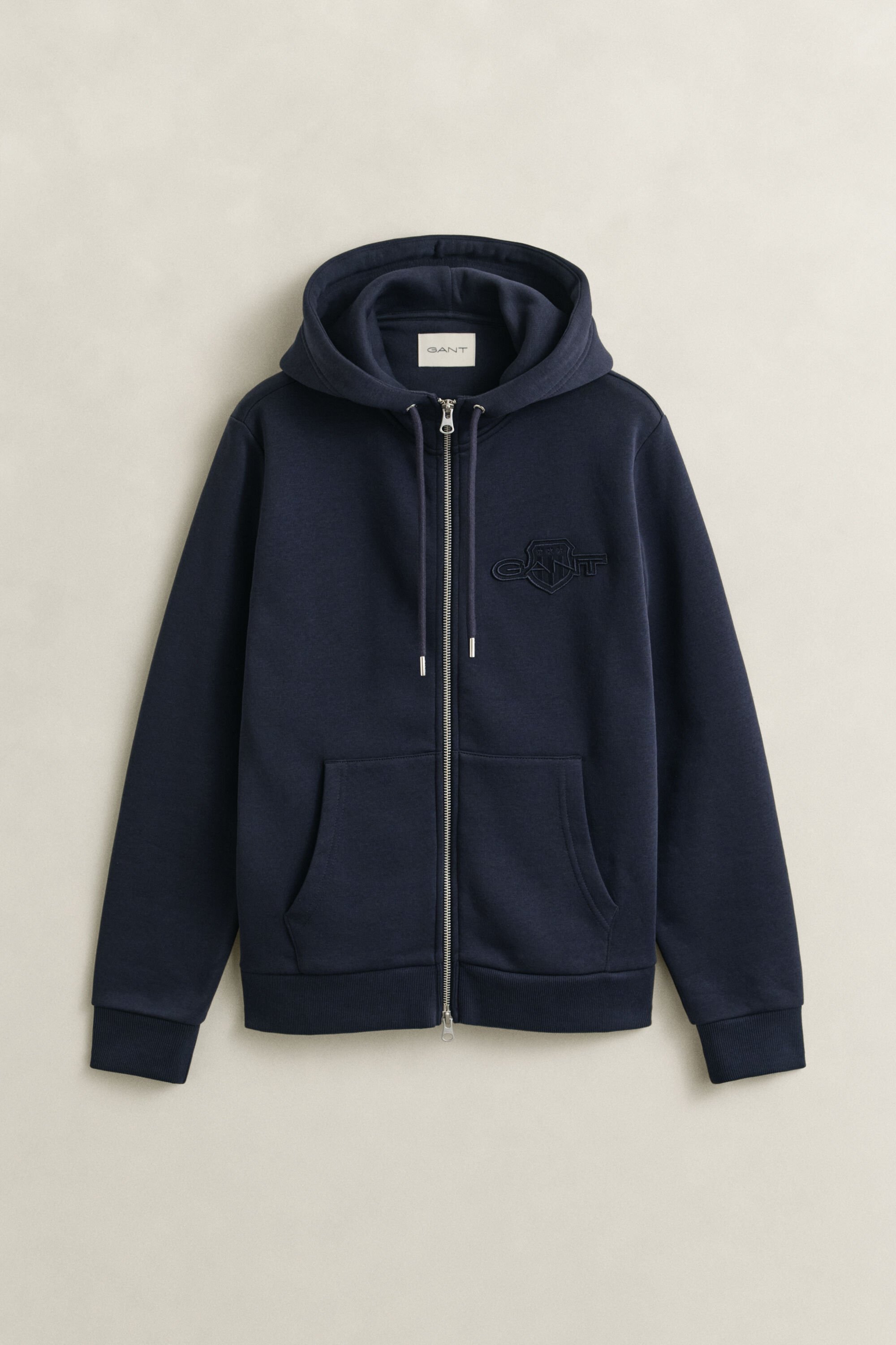Tonal Shield hoodie met ritssluiting