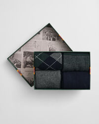 Cadeauset van vier paar sokken met strepen en Argyle-patroon