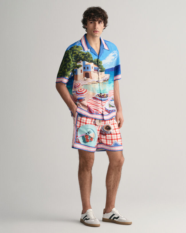 Relaxed Fit Scenery Print overhemd van zijde