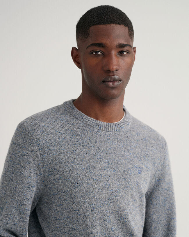 Neps gem&ecirc;leerde trui met ronde hals