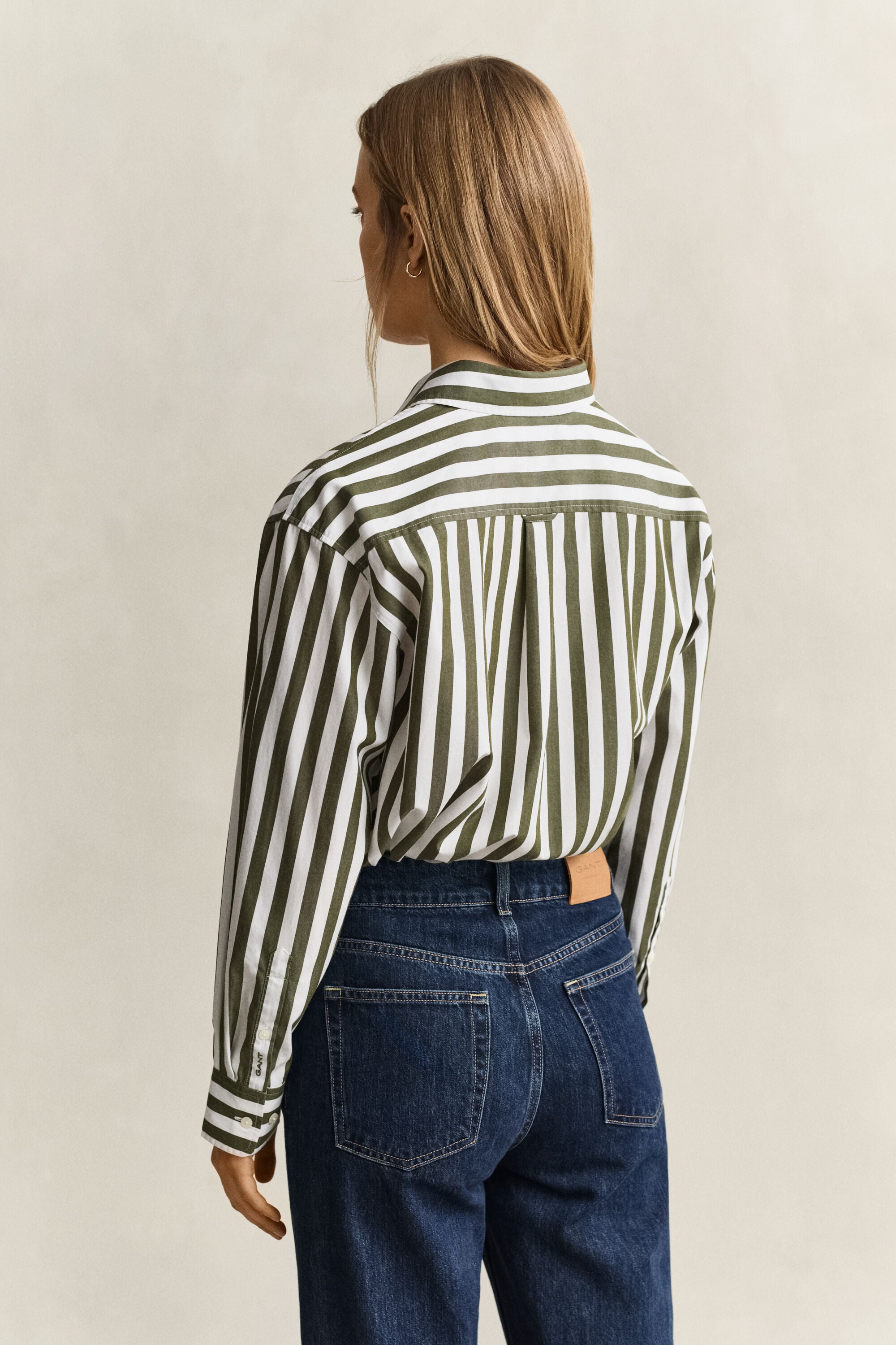 Relaxed fit poplin overhemd met strepen