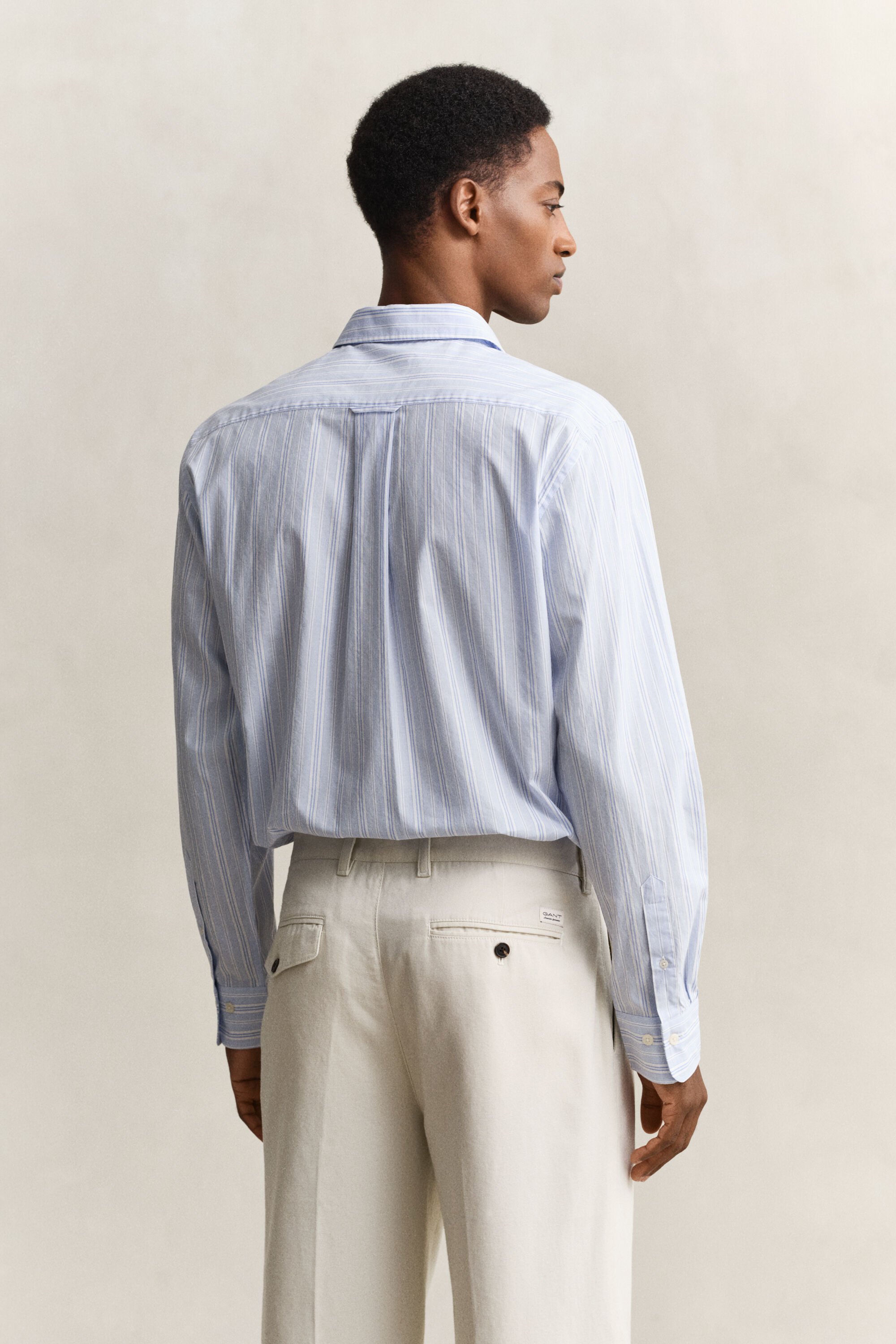 Gestreept dobby overoverhemd met normale pasvorm