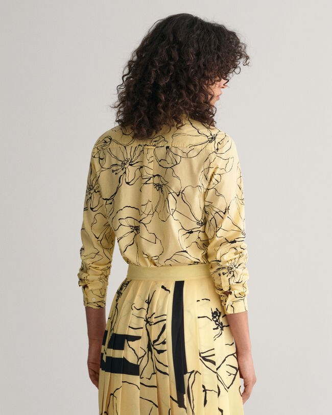 Regular Fit Line Drawing blouse van katoenen voile